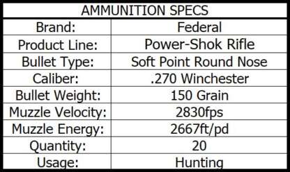 FEDERAL POWER-SHOK 270 WIN 150gr SPRN 2830fps 20pk - Image 4