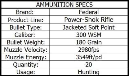 FEDERAL POWER-SHOK 300 WSM 180gr JSP 2980fps 20pk - Image 3