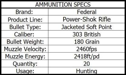 FEDERAL POWER-SHOK 303 BRITISH 180gr HCSP JSP 2460fps 20pk - Image 3