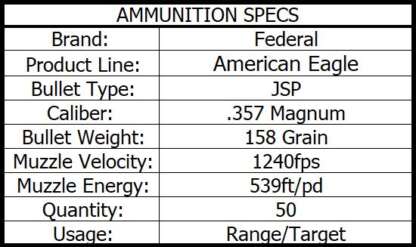 FEDERAL AE 357 MAG JSP 158gr 1240fps 50pk - Image 3