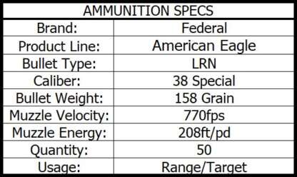 FEDERAL AE 38 SPECIAL 158gr LRN 770fps 50pk - Image 3