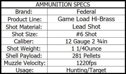 FEDERAL GAME LOAD 12ga #6 2.75in 1.25oz 3.25DR HEAVY FIELD 1220fps 25pk - Image 3