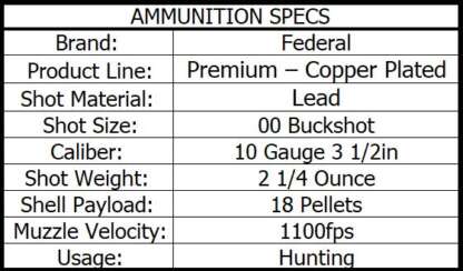 FEDERAL PREMIUM 10ga MAG 00 BUCK 3.5in 1100fps 5pk - Image 3