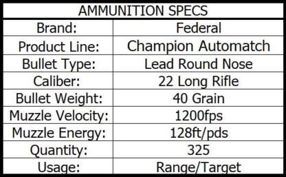 FEDERAL CHAMPION  AUTOMATCH 22LR 40gr LRN 1200fps 325pk - Image 3