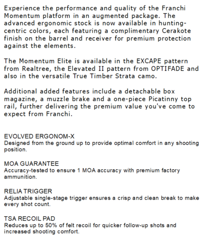 FRANCHI MOMENTUM ELITE 6.5 CREEDMOOR ELEVATED CERAKOTE 24in 3rnd - Image 2