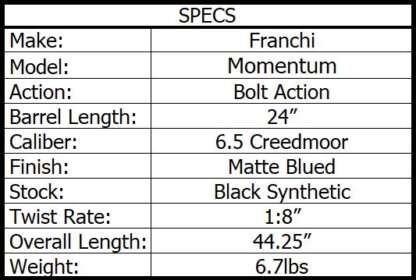 FRANCHI MOMENTUM 6.5 CREEDMOOR BLACK SYNTHETIC 24in 4rnd - Image 3