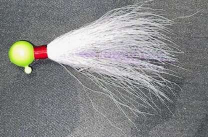 3/8oz GLO GREEN W/PURPLE FLASH BUCKTAIL JIG