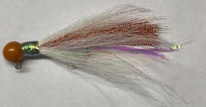 1/4oz GLO COPPER WHITE W/COPPER FLASH BUCKTAIL JIG