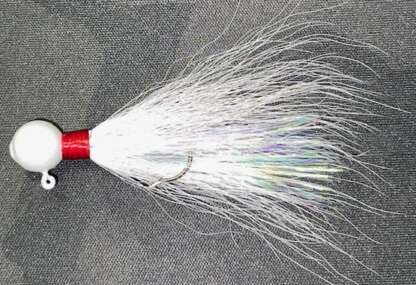 3/8oz GLO WHITE W/PEARL FLASH BUCKTAIL JIG