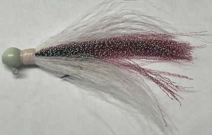 3/8oz GLO WHITE W/PURPLE FLASH BUCKTAIL JIG