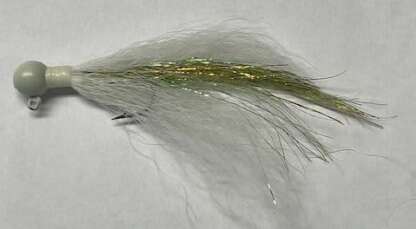 1/4oz GLO WHITE W/GRN & GOLD FLASH BUCKTAIL JIG