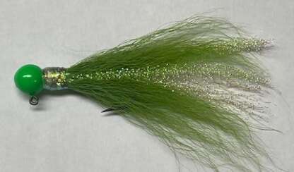 1/4oz GREEN W/PRL CHART FLASH BUCKTAIL JIG