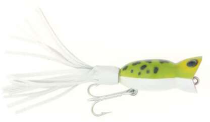 ARBOGAST HULA POPPER 1 3/4" 1/4oz FROG WHT BELLY