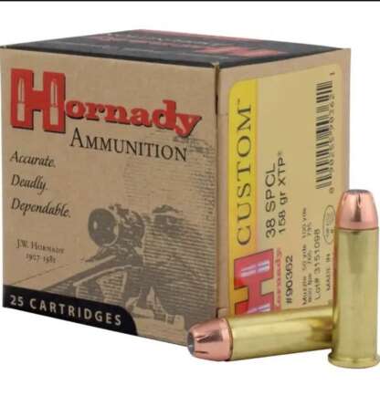 HORNADY CUSTOM 38 SPCL 158gr XTP 800fps 25pk