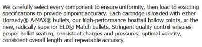 HORNADY MATCH 6.5 CREEDMOOR 120gr ELD MATCH 2910fps 20pk - Image 2