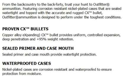 HORNADY OUTFITTER 7MM REM MAG 150gr CX 3000fps 20pk - Image 3