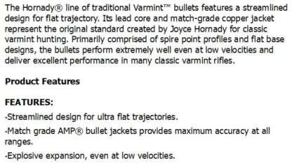 HORNADY BTHP 6mm .243in 87gr 100pk - Image 3