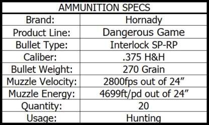 HORNADY 375 H&H INTERLOCK 270gr SP-RP 2800fps 20pk - Image 4