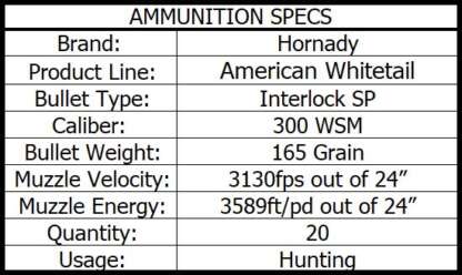 HORNADY AW 300WSM 165gr INTERLOCK 3130fps 20pk - Image 4