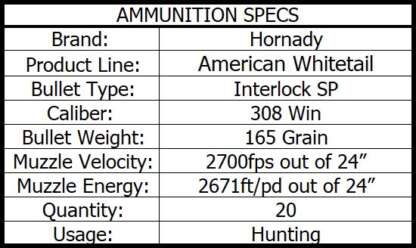 HORNADY AW 308 WIN 165gr INTERLOCK 2700fps 20pk - Image 4