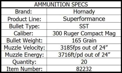 HORNADY SUPERFORMANCE 300 RCM 165gr SST 3185fps 20pk - Image 2