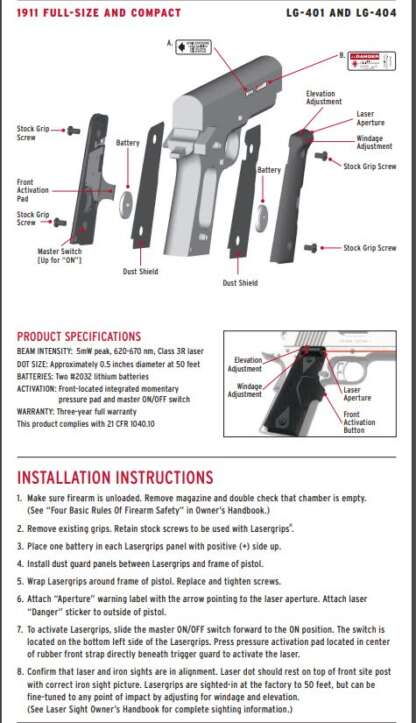 CRIMSON TRACE LG-401 LASER GRIP - Image 6