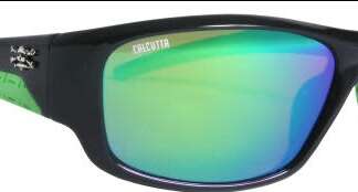 CALCUTTA JOST SHINY BLACK FRAME GREEN LENS POLARIZED SUNGLASSES