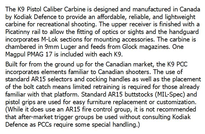 KODIAK DEFENCE K9-NSR 9mm LUGER 18.6in 10rnd - Image 2