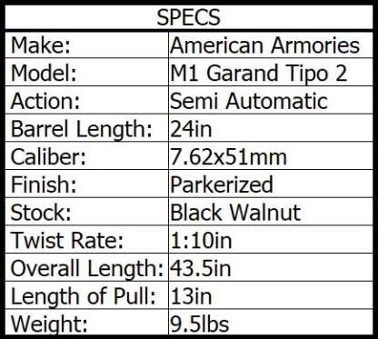 SPRINGFIELD M1 GARAND TIPO 2 - ITALIAN 7.62x51mm 24in 8rnd - Image 3