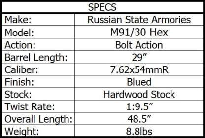 MOSIN NAGANT 91/30 SOVIET - 7.62x54 HEX 29in 5rnd - Image 3