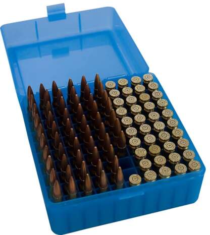 MTM MED RIFLE 243/308 100rnd BLUE AMMO BOX