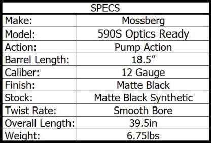 MOSSBERG 590S 12ga OPTIC READY 1.75, 2.75 & 3in 18.5in 5, 6 & 9rnds - Image 4