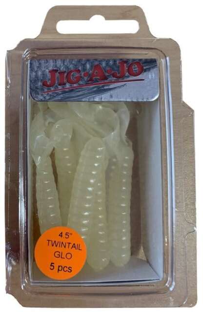 JIG-A-JO NATURAL GLO TWIN TAIL 4 .5in 5pk