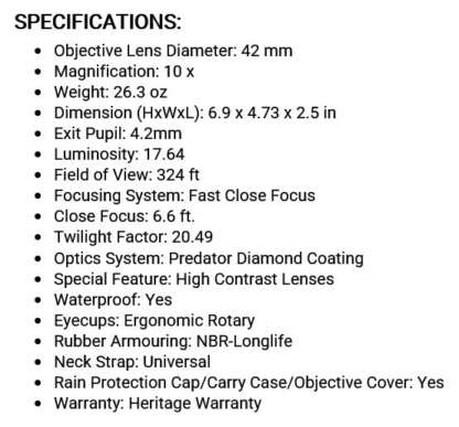 STEINER 2059 PREDATOR 10x42mm BINOCULARS - Image 4