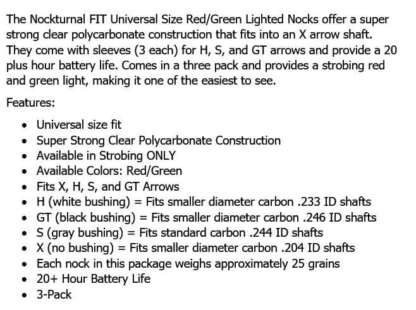 NOCKTURNAL STROBE LIGHTED NOCKS UNIVERSAL FIT RED/GREEN LED - Image 6