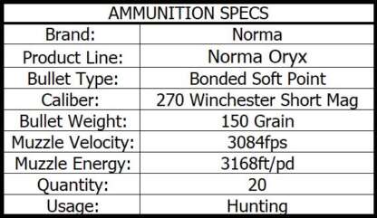 NORMA ORYX 270 WSM 150gr BSP 20pk 3084fps - Image 3