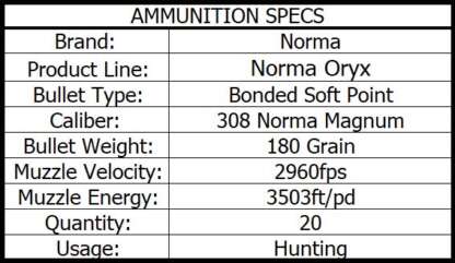 NORMA ORYX 308 NORMA MAG 180gr BSP 20pk 2960fps - Image 4