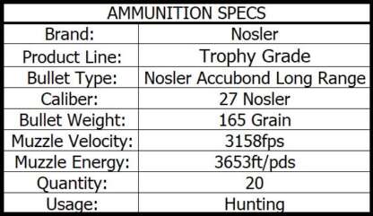 NOSLER TROPHY GRADE 27 NOSLER ABLR 165gr 20pk 3158fps - Image 4