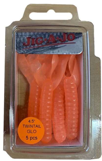 JIG-A-JO ORANGE GLO TWIN TAIL 4 .5in 5pk