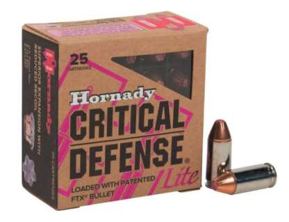 HORNADY CRITICAL DEFENSE LITE 9mm LUGER 100gr 1125fps 25pk