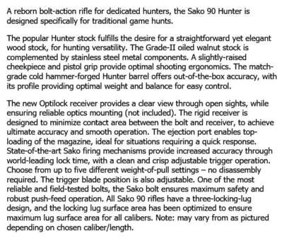 SAKO 90 HUNTER SS 6.5 CREEDMOOR OPTILOCK 22.4in 5rnd - Image 2