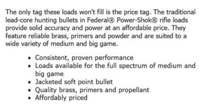 FEDERAL POWER-SHOK 22-250 55gr JSP 3650fps 20pk - Image 2