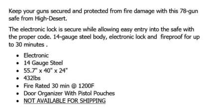 HIGH DESERT 78 GUN SAFE - Image 3