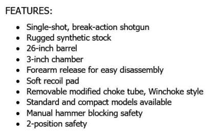 SAVAGE/STEVENS M301 12ga SINGLE SHOT 26in 1rnd - Image 3