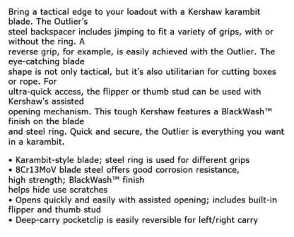 KERSHAW OUTLIER KARAMBIT POCKET KNIFE - Image 3