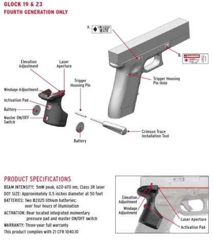 CRIMSON TRACE LG-850 LASER GRIP - GLOCK 17/22/31/34/35 4TH GEN ONLY - Image 4