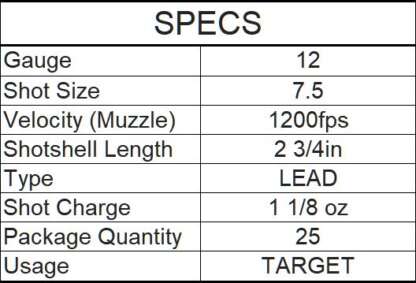 REMINGTON GUN CLUB 12ga #7.5 2.75in TARGET LOAD 1200fps 25pk - Image 3