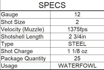 REMINGTON SPORTSMAN 12ga #2 2.75in 1-1/8oz HI-SPEED STEEL 1375fps 25pk - Image 3