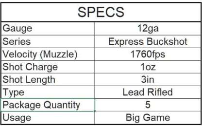 REMINGTON SLUGGER 12ga 3in 1oz RIFLED SLUG 1760fps 5pk - Image 3