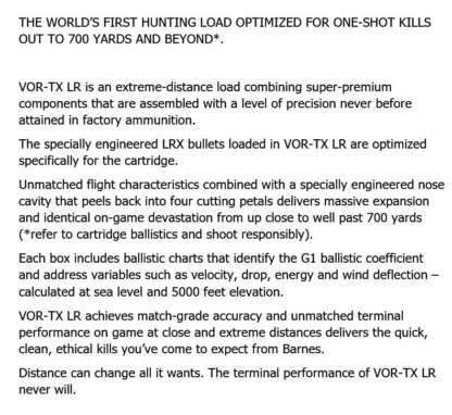 BARNES VOR-TX LR 300 WIN MAG 190gr LRX 2880fps 20pk - Image 3